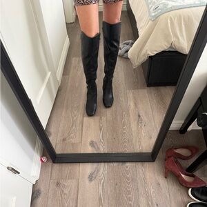 Black Knee-High Leather Boots